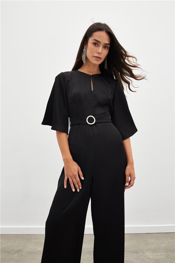 Kemerli Krep Tulum - Siyah