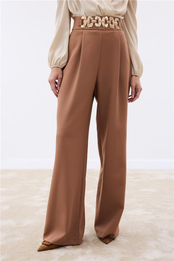 Kemerli Salaş Pantolon - Camel