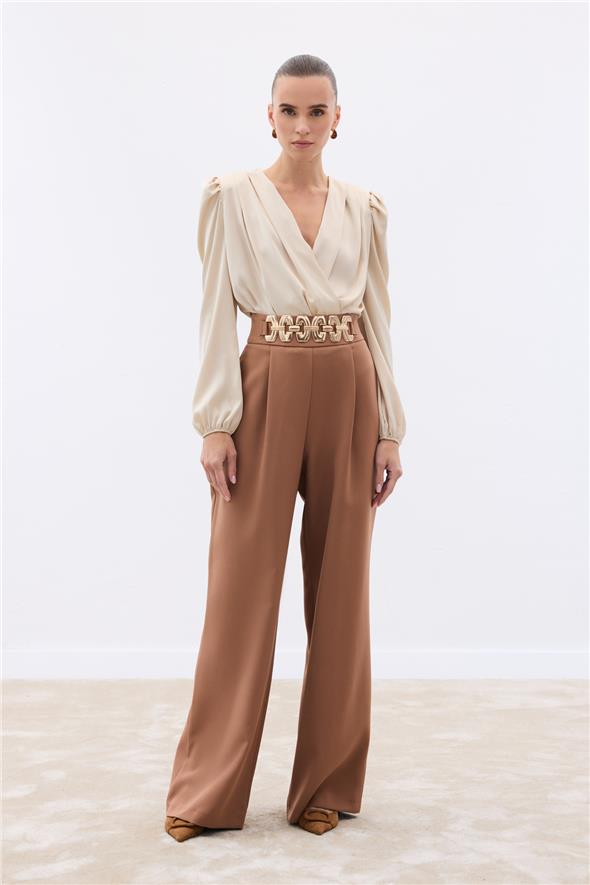 Kemerli Salaş Pantolon - Camel