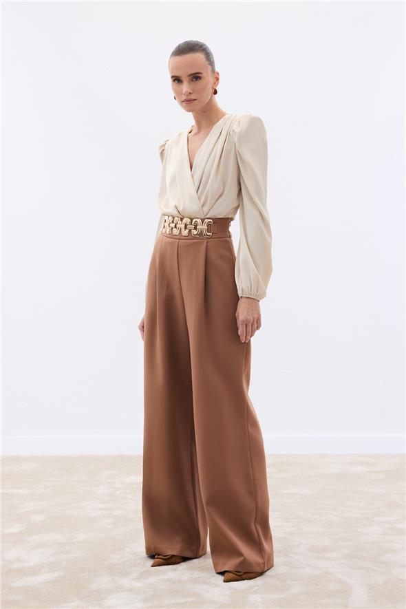 Kemerli Salaş Pantolon - Camel