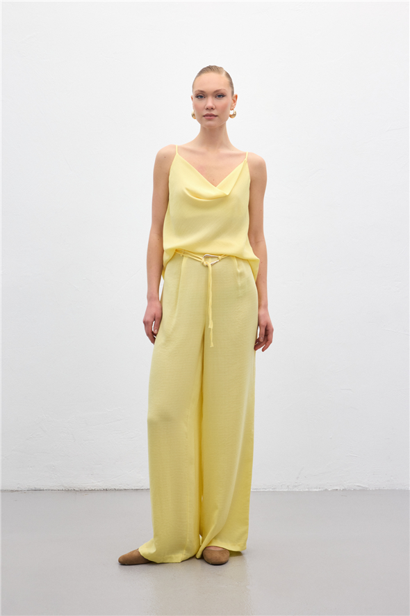 Kemerli Salaş Pantolon - Sarı