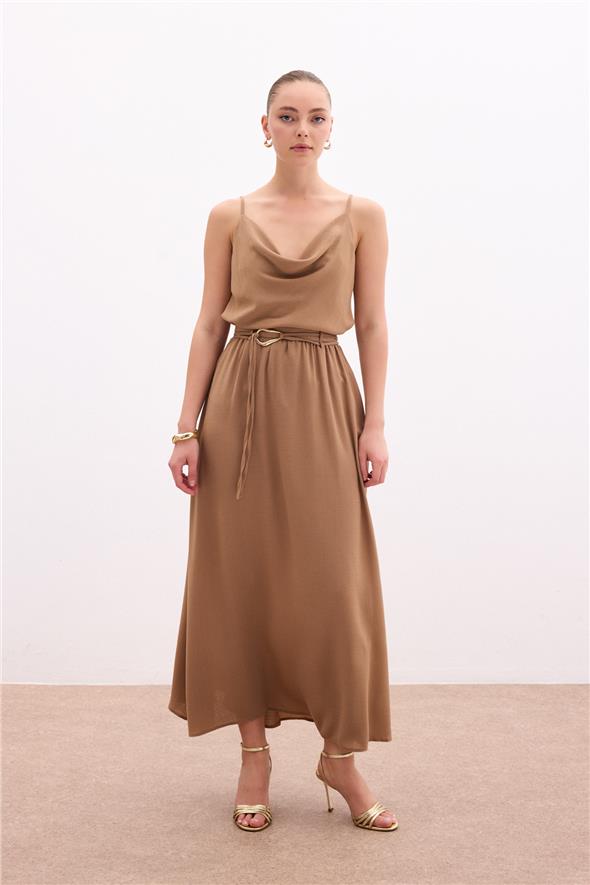 Kemerli Uzun Etek - Vizon