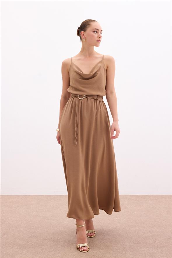 Kemerli Uzun Etek - Vizon