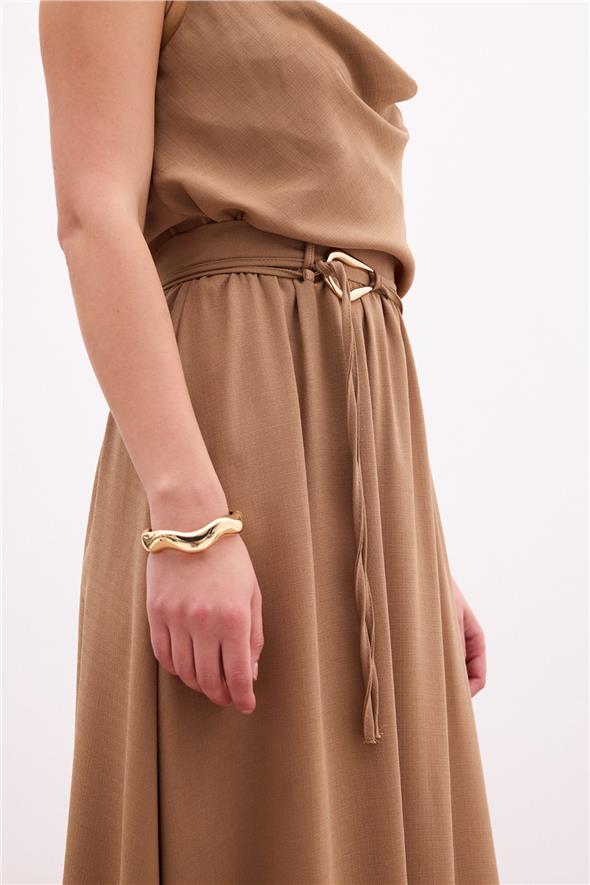 Kemerli Uzun Etek - Vizon