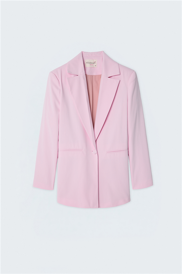 Keten Görünümlü Ceket - Pembe