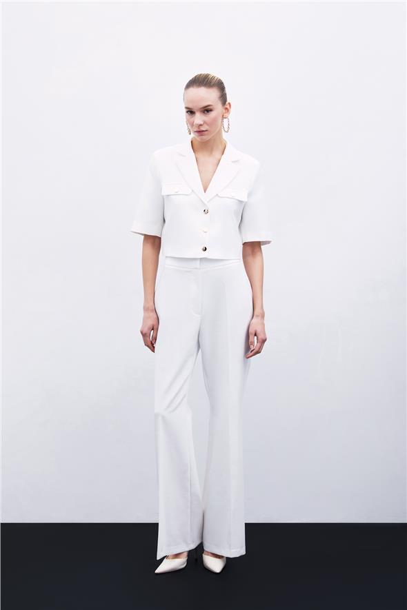 Kısa Kollu Ceket - Ekru