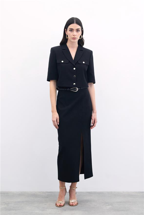 Kısa Kollu Ceket - Siyah