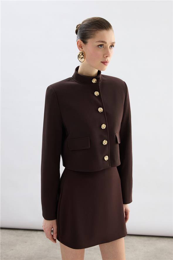 Kısa Şort Etek - Kahve