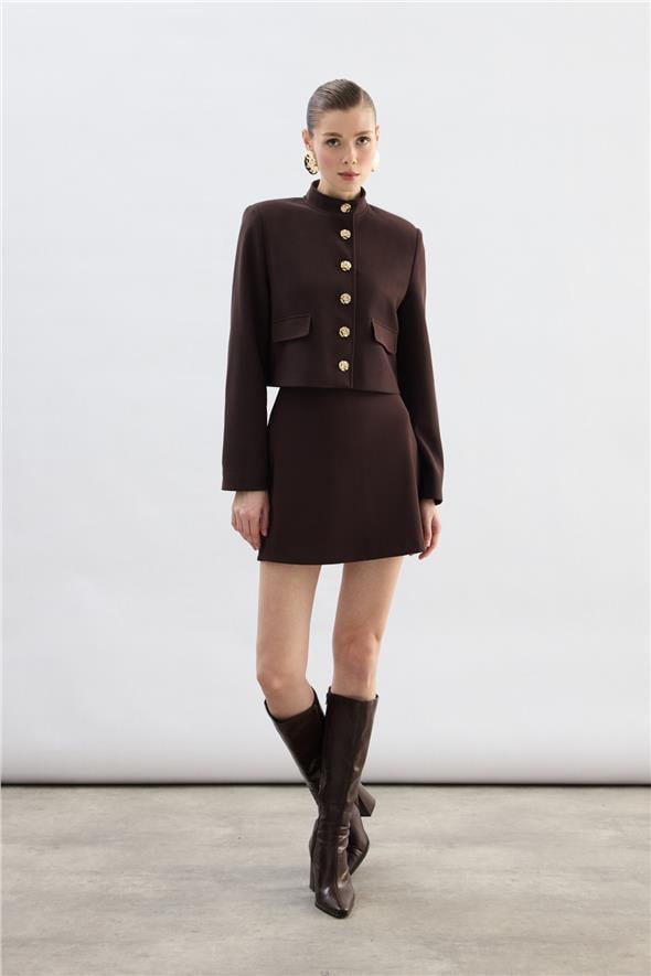 Kısa Şort Etek - Kahve