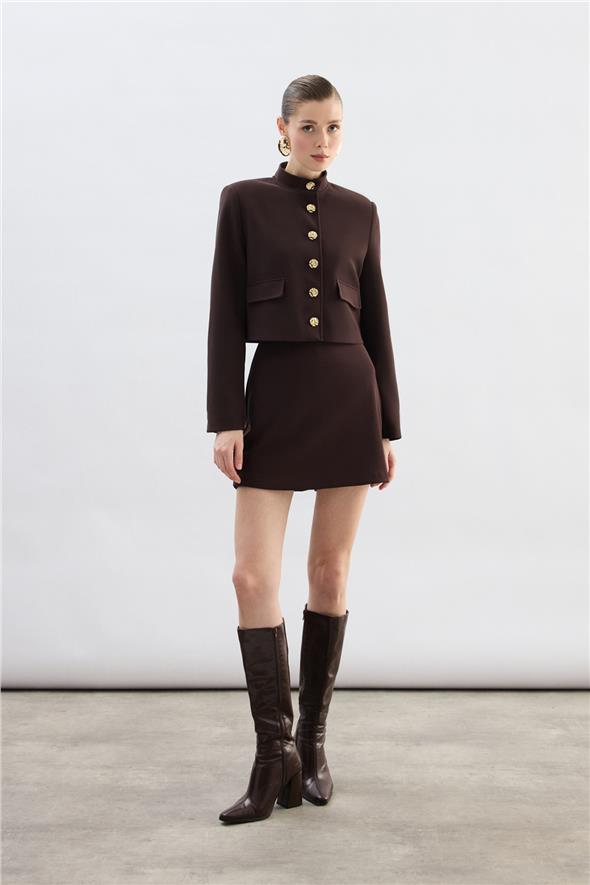 Kısa Şort Etek - Kahve