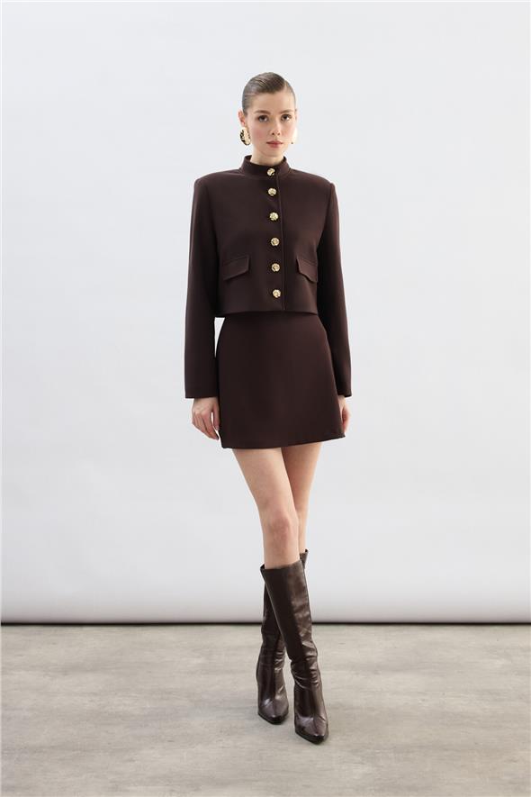 Kısa Şort Etek - Kahve