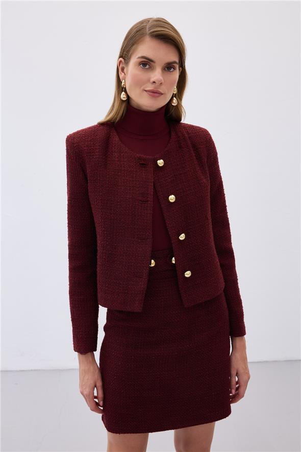 Kısa Tüvit Ceket - Bordo