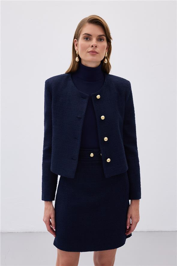 Kısa Tüvit Ceket - Lacivert