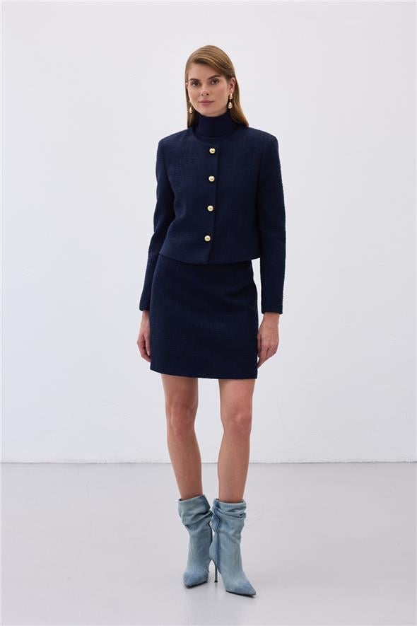 Kısa Tüvit Ceket - Lacivert