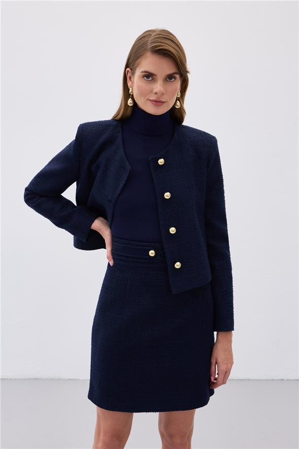 Kısa Tüvit Ceket - Lacivert