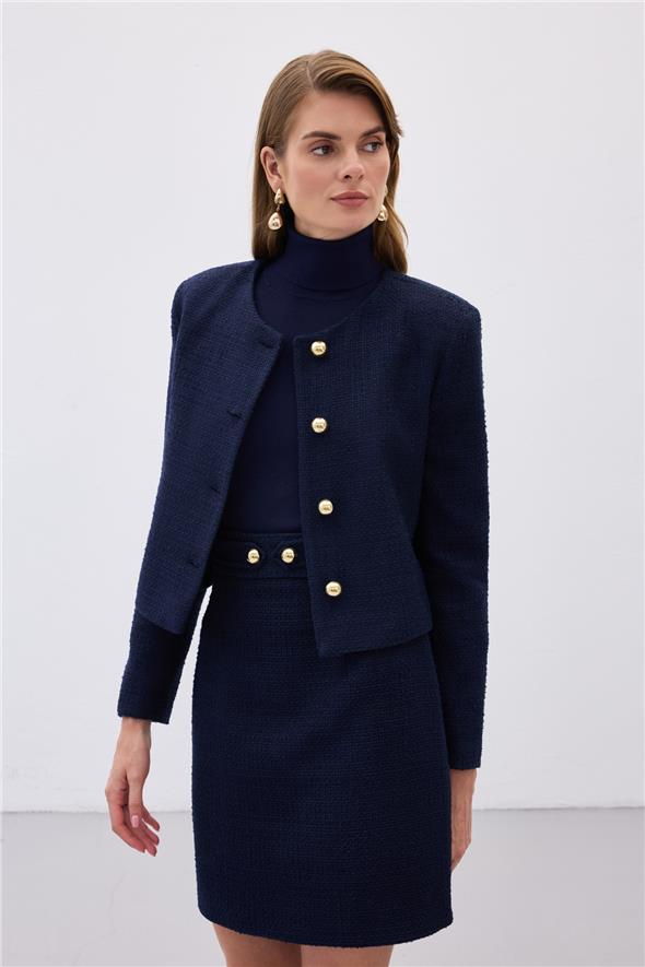 Kısa Tüvit Ceket - Lacivert