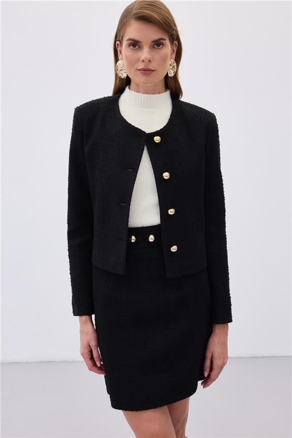 Kısa Tüvit Ceket - Siyah