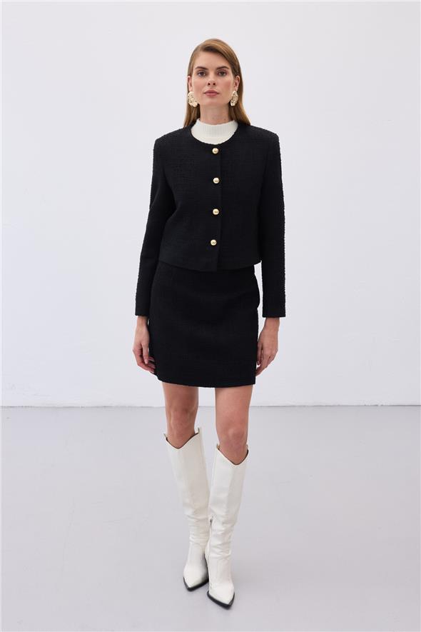 Kısa Tüvit Ceket - Siyah