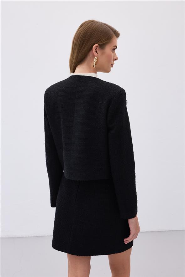 Kısa Tüvit Ceket - Siyah