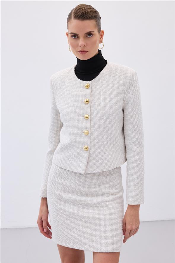 Kısa Tüvit Ceket - Taş