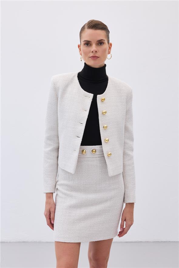 Kısa Tüvit Ceket - Taş