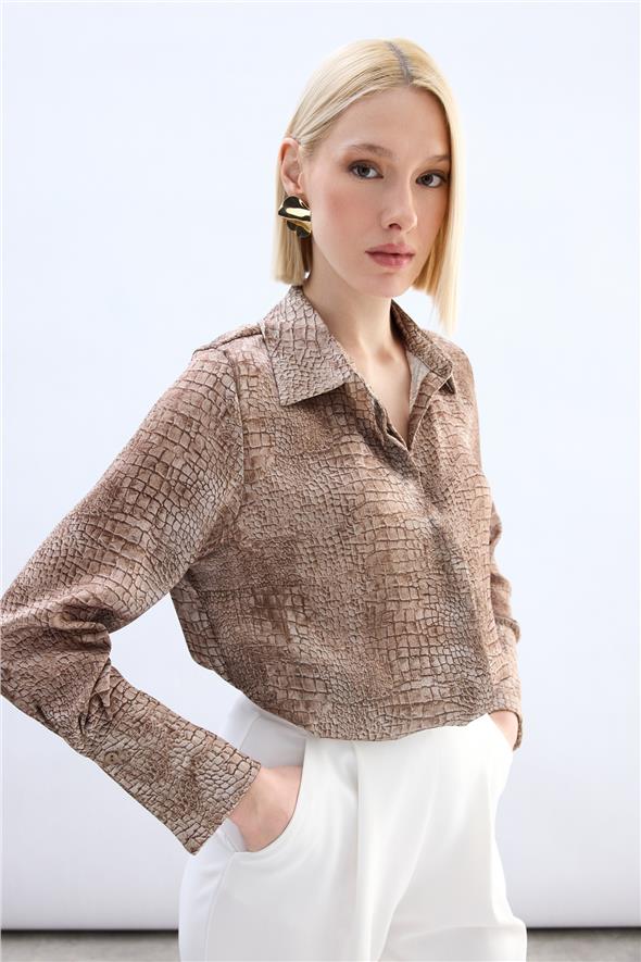 Klasik Desenli Gömlek - Kahve