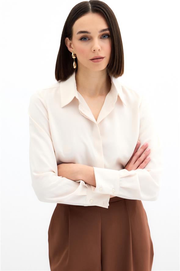 Klasik Düz Gömlek - BEJ