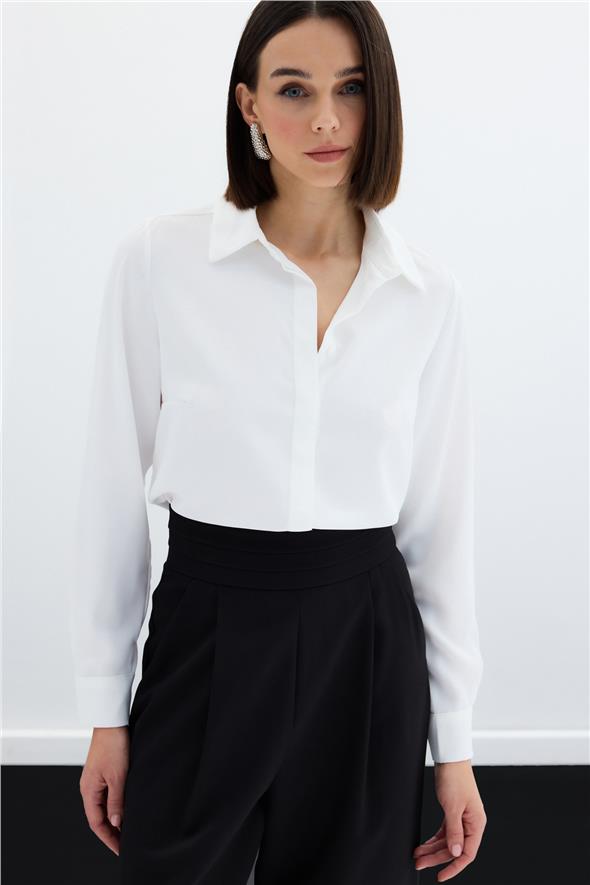 Klasik Düz Gömlek - EKRU