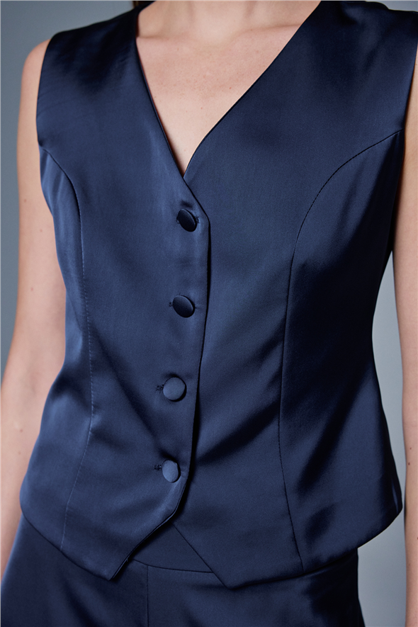 Klasik Düz Yelek - Lacivert