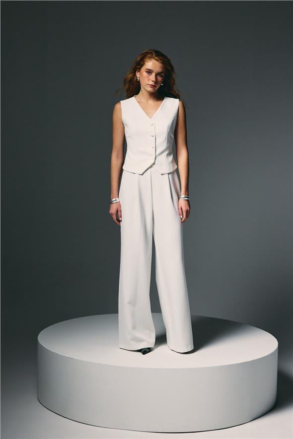 Klasik Kısa Yelek - Ekru