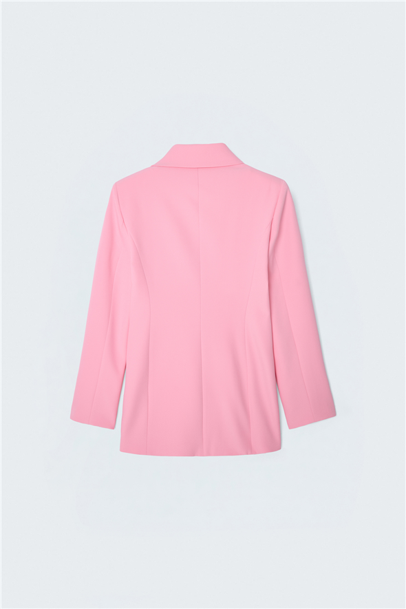 Klasik Yaka Uzun Ceket - Pembe