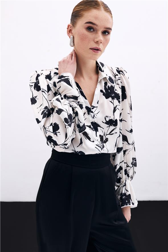 Kol Detaylı Gömlek - Ekru