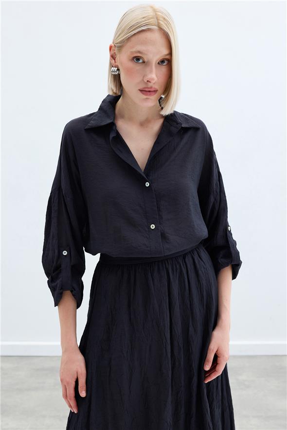 Kol Detaylı Salaş Gömlek - Antrasit