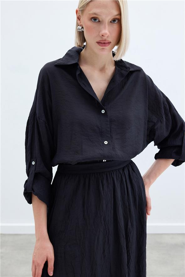 Kol Detaylı Salaş Gömlek - Antrasit