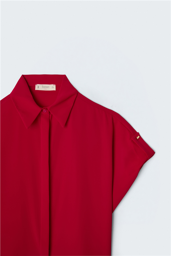 Kol Detaylı Salaş Gömlek - Kırmızı