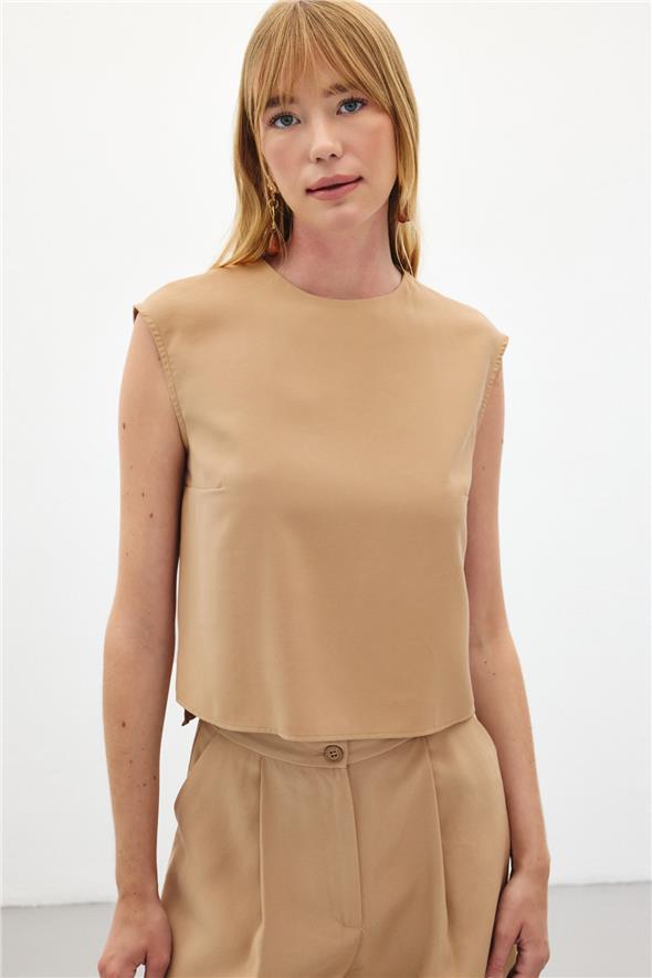 Kolsuz Salaş Bluz - Camel