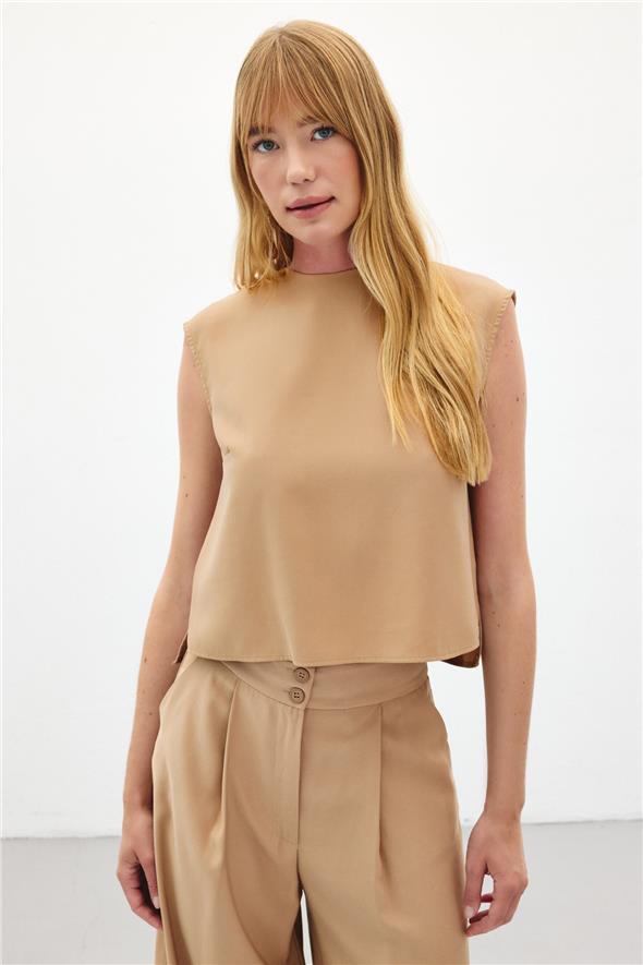 Kolsuz Salaş Bluz - Camel