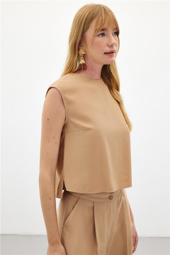Kolsuz Salaş Bluz - Camel