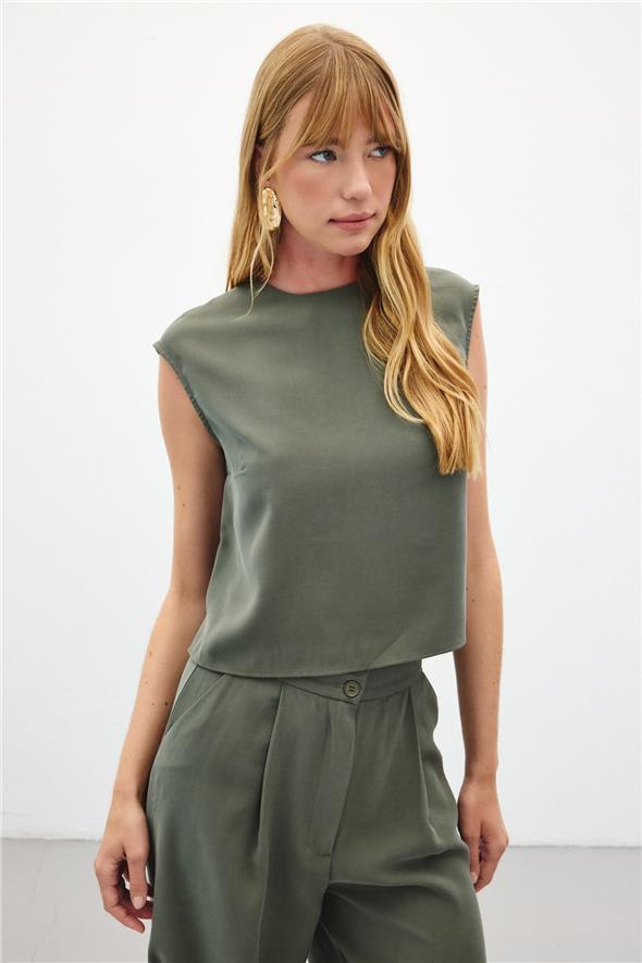 Kolsuz Salaş Bluz - Haki