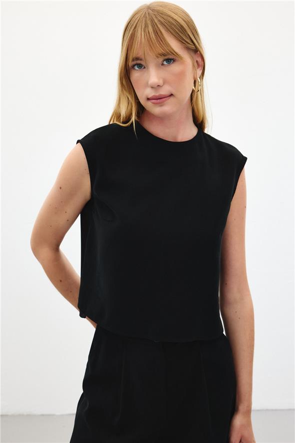 Kolsuz Salaş Bluz - Siyah