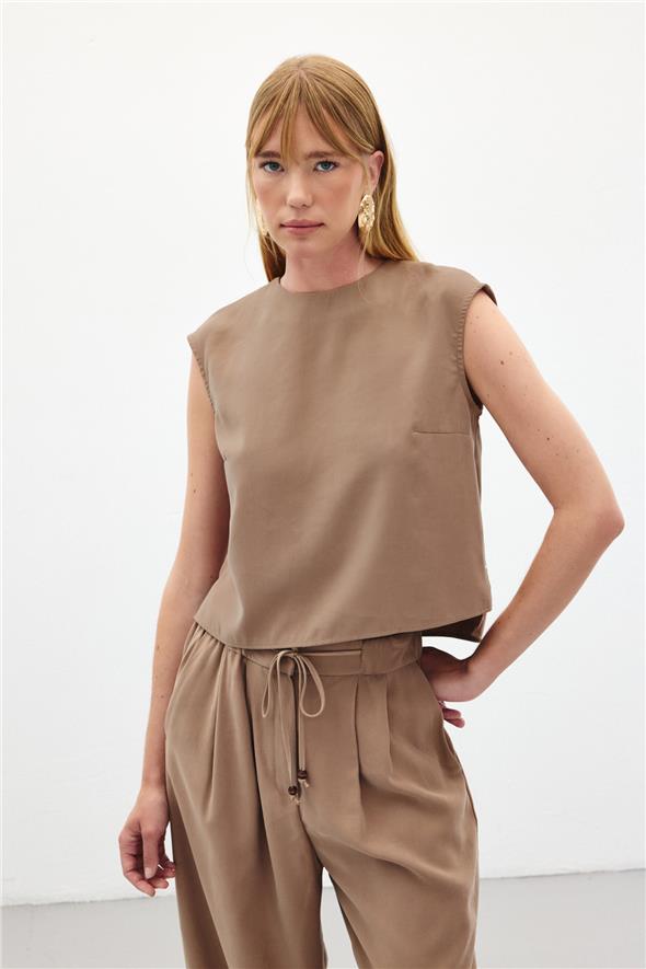 Kolsuz Salaş Bluz - Vizon