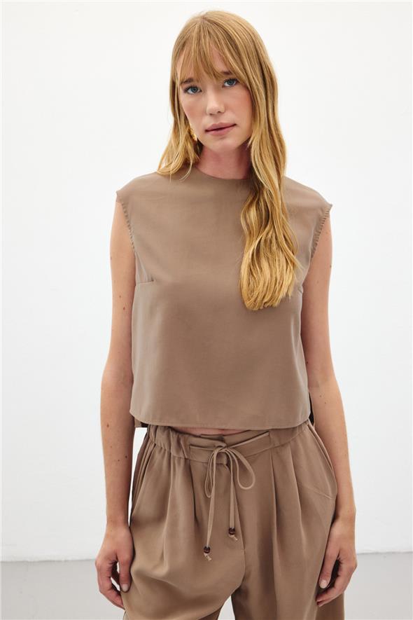 Kolsuz Salaş Bluz - Vizon