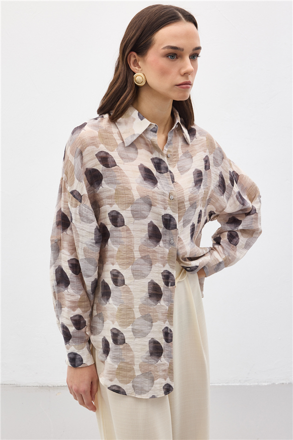 Kolu Katlamalı İnce Gömlek - Gri