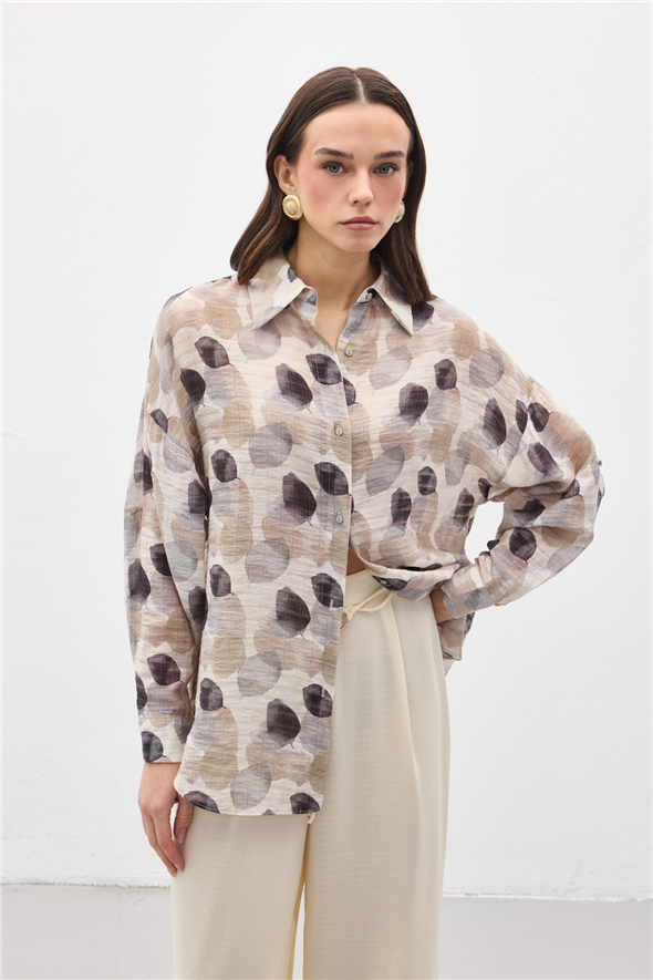 Kolu Katlamalı İnce Gömlek - Gri