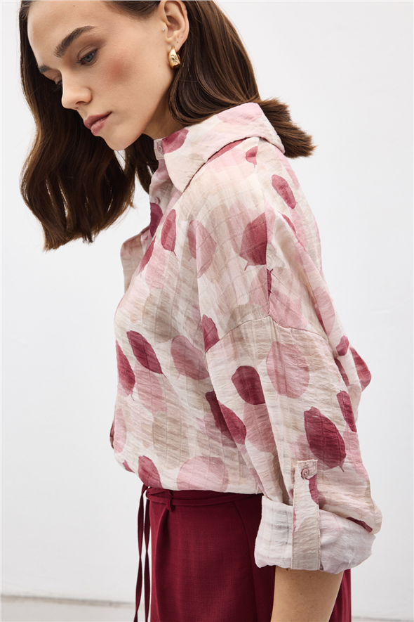 Kolu Katlamalı İnce Gömlek - Mürdüm