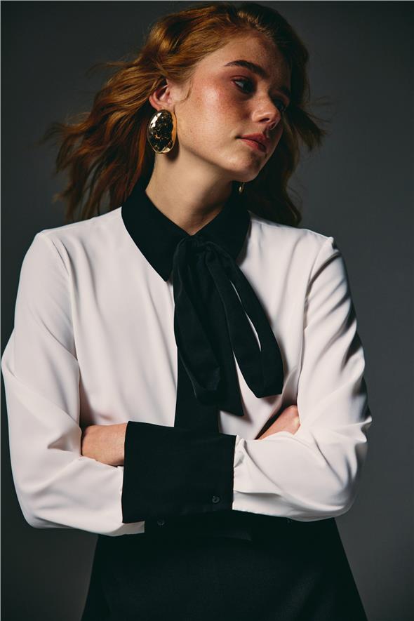 Kontrast Klasik Gömlek - Ekru