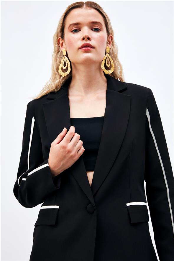 Kontrast Salaş Ceket - Siyah