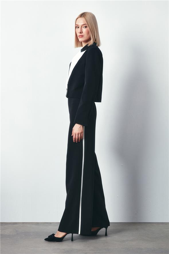 Kontrast Kısa Ceket - Siyah