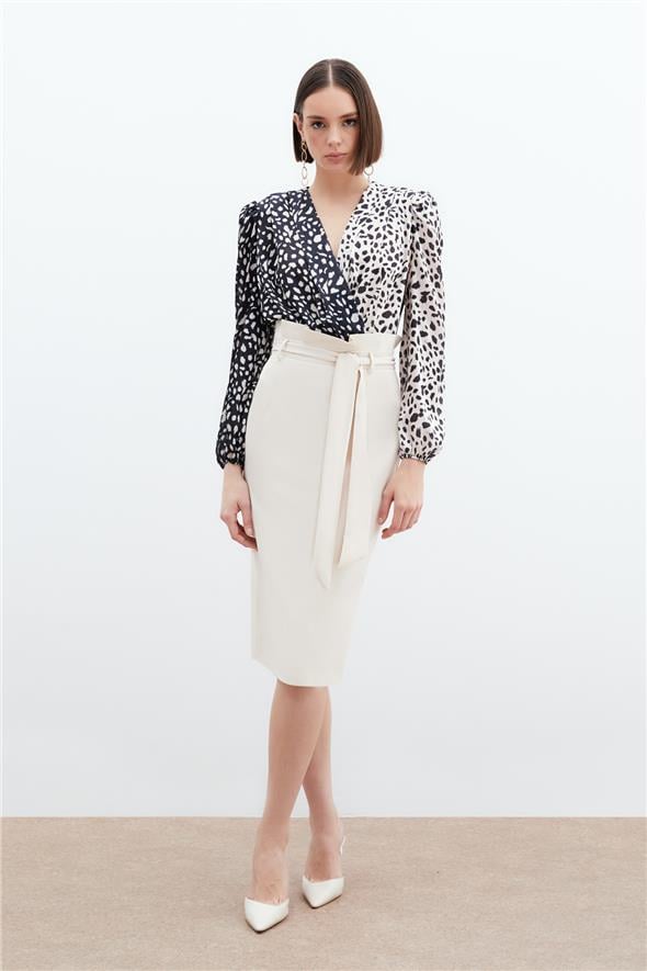 Kuşaklı Kalem Etek - Taş