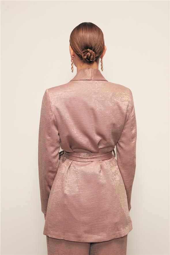 Kuşaklı Uzun Ceket - VİZON